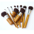 Synthetic Hair Brushes Bamboo Cosmetic Makeup Brush Set with Bag